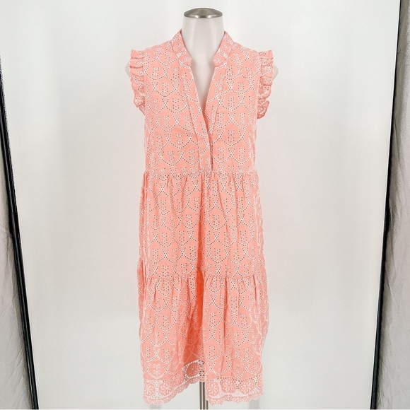 Lilly Pulitzer Briela Dress Peach Hyacinth Floral Arch Eyelet - Picture 1 of 6